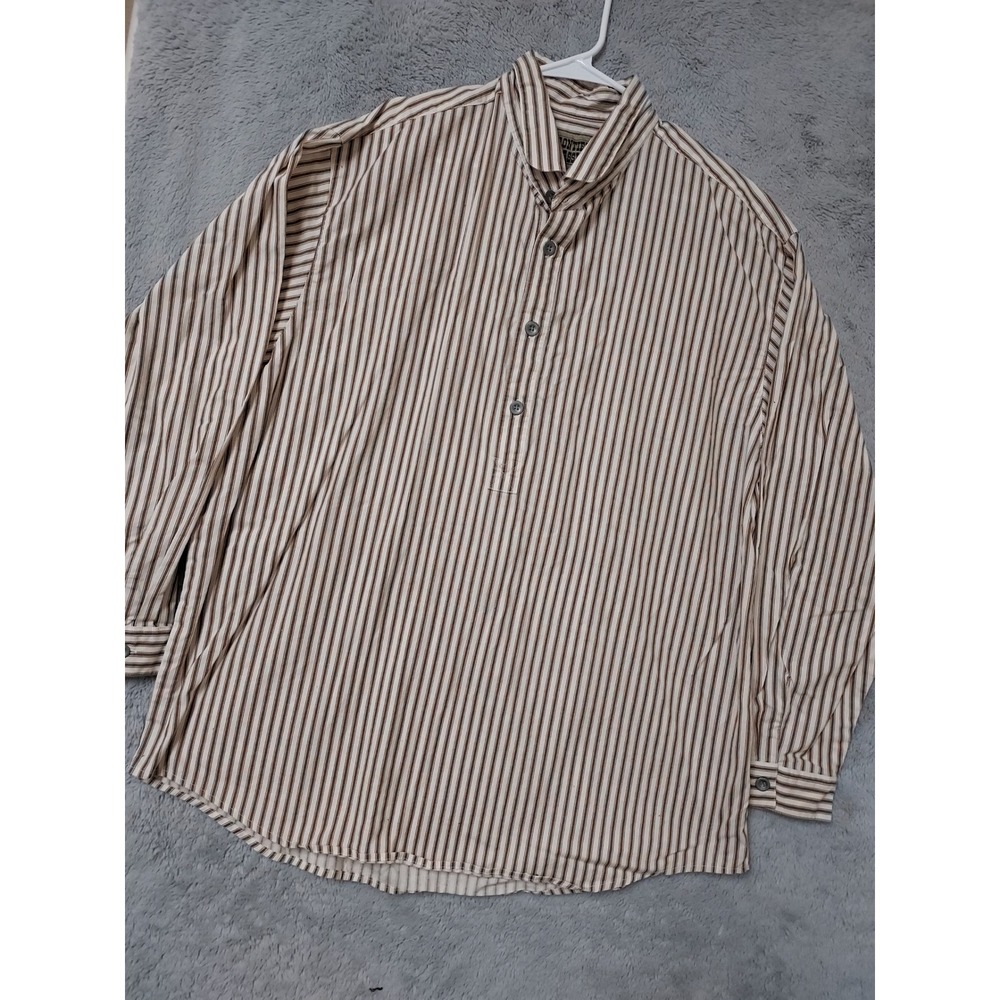 Frontier Classics Shirt Men XL Grandfather Western Cowboy Striped Brown Old West